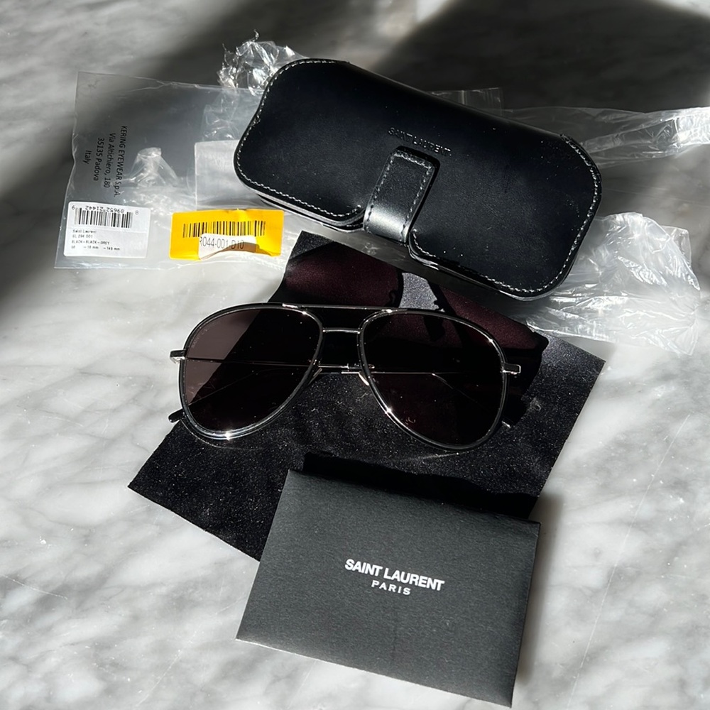 Saint Laurent SL294 Aviator Sunglasses Black and Silver
